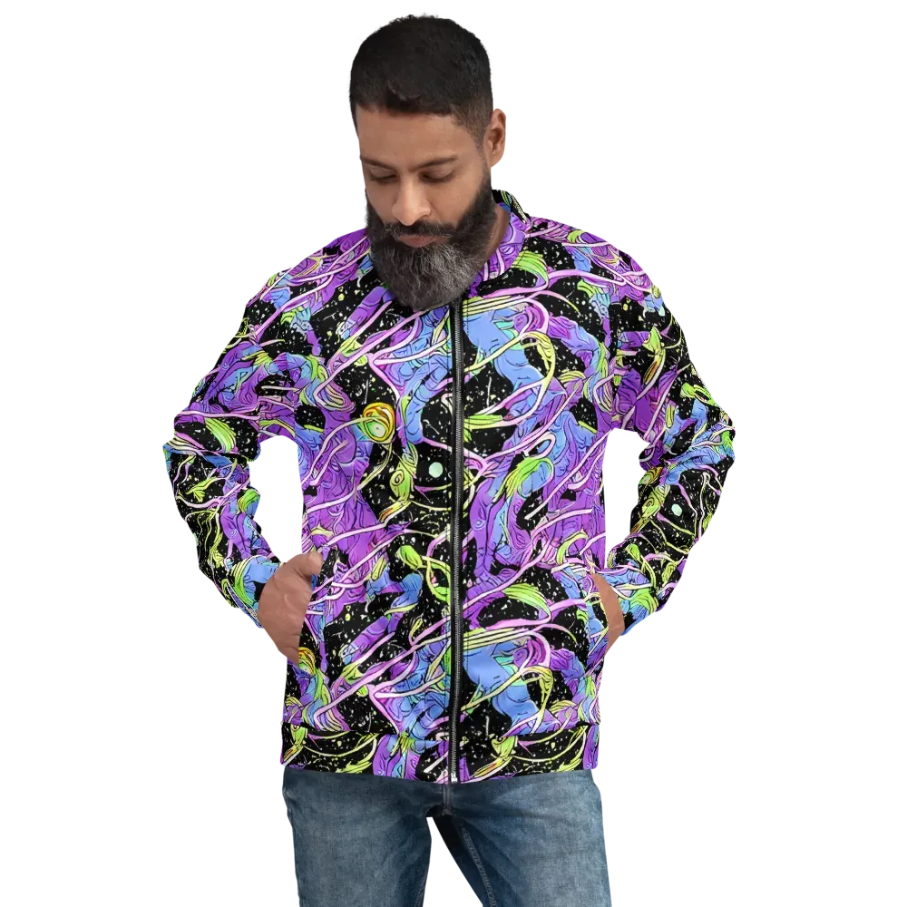 Neon Garden Afterdark on Bomber Jacket — Front