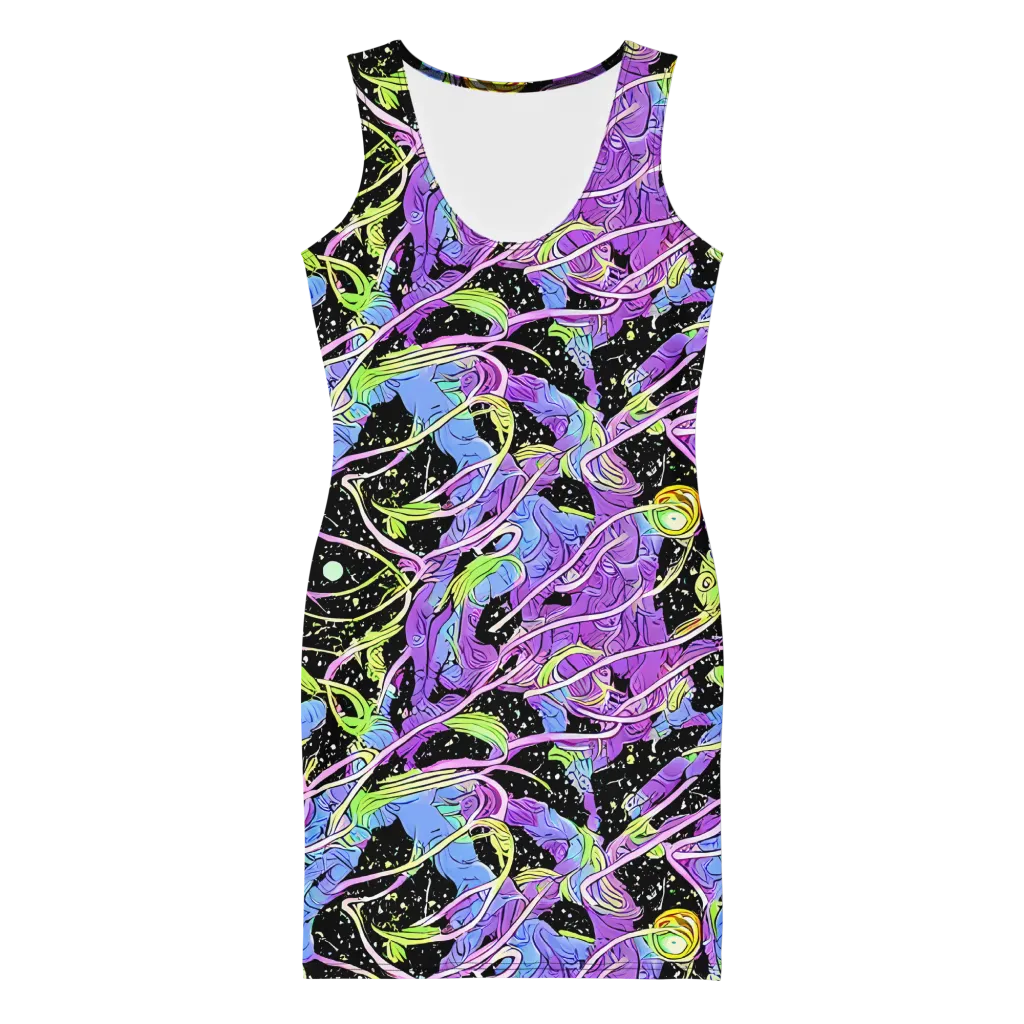 Neon Garden Afterdark on Bodycon Dress — Front