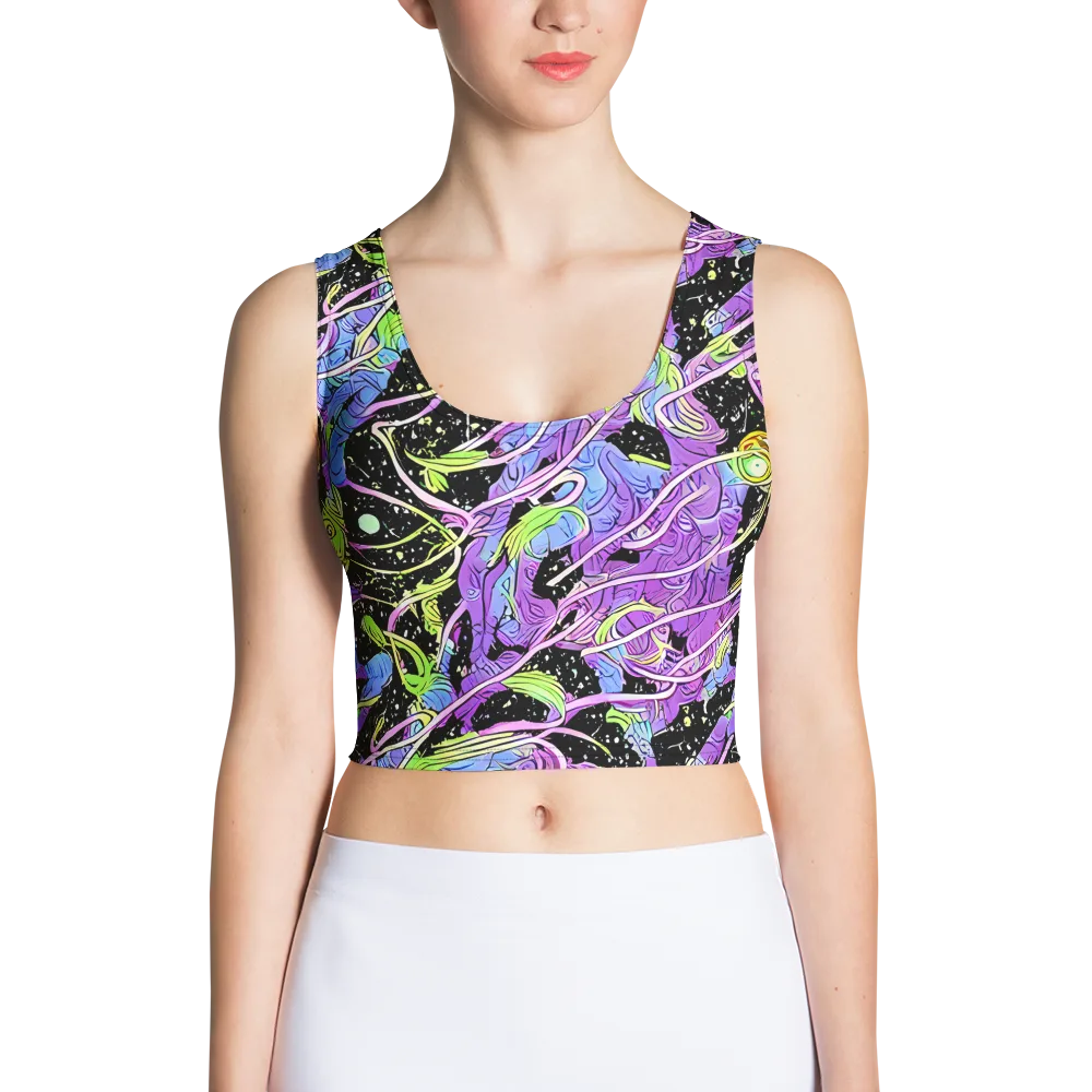 Neon Garden Afterdark on Crop Top — Front
