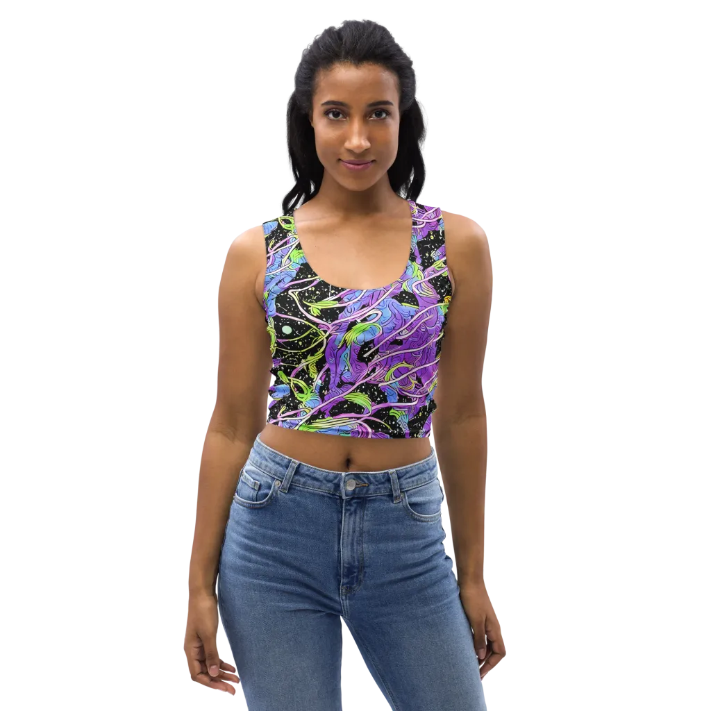 Neon Garden Afterdark on Crop Top — Front