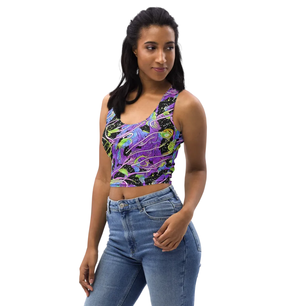 Neon Garden Afterdark on Crop Top — Left Front