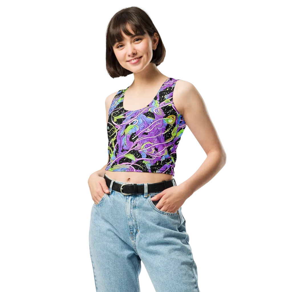 Neon Garden Afterdark on Crop Top — Front