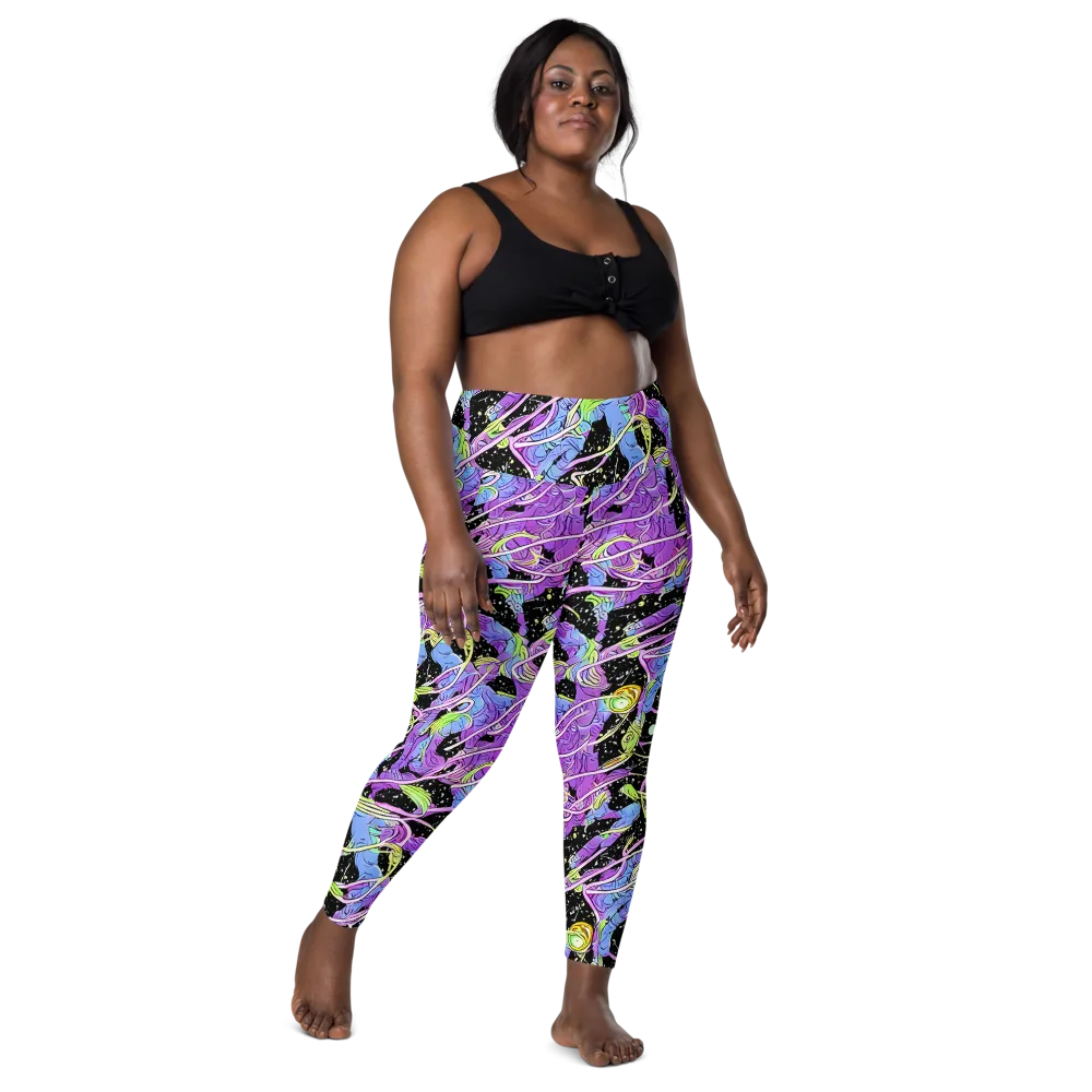 Neon Garden Afterdark on Leggings with Pockets — Front