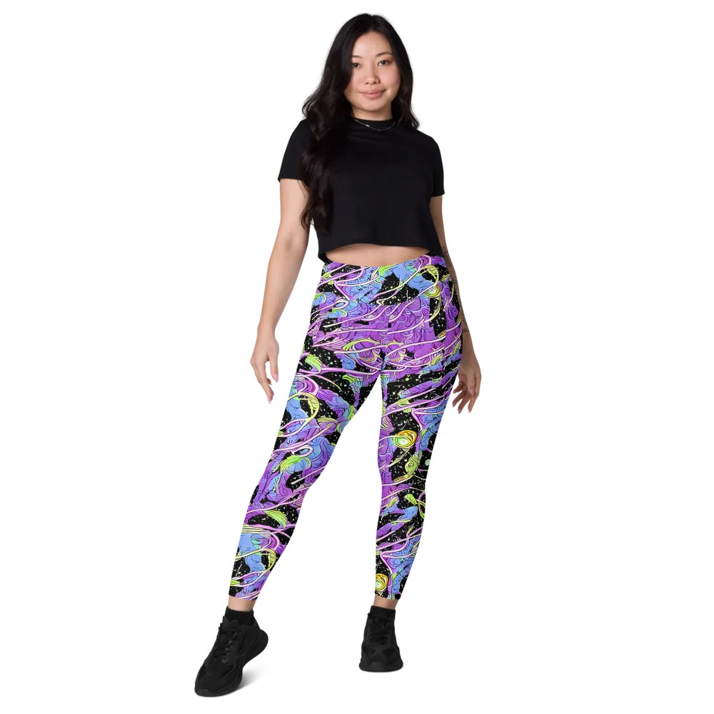 Neon Garden Afterdark on Leggings with Pockets — Front