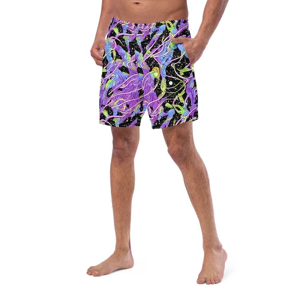 Neon Garden Afterdark on Swim Trunks — Left Front
