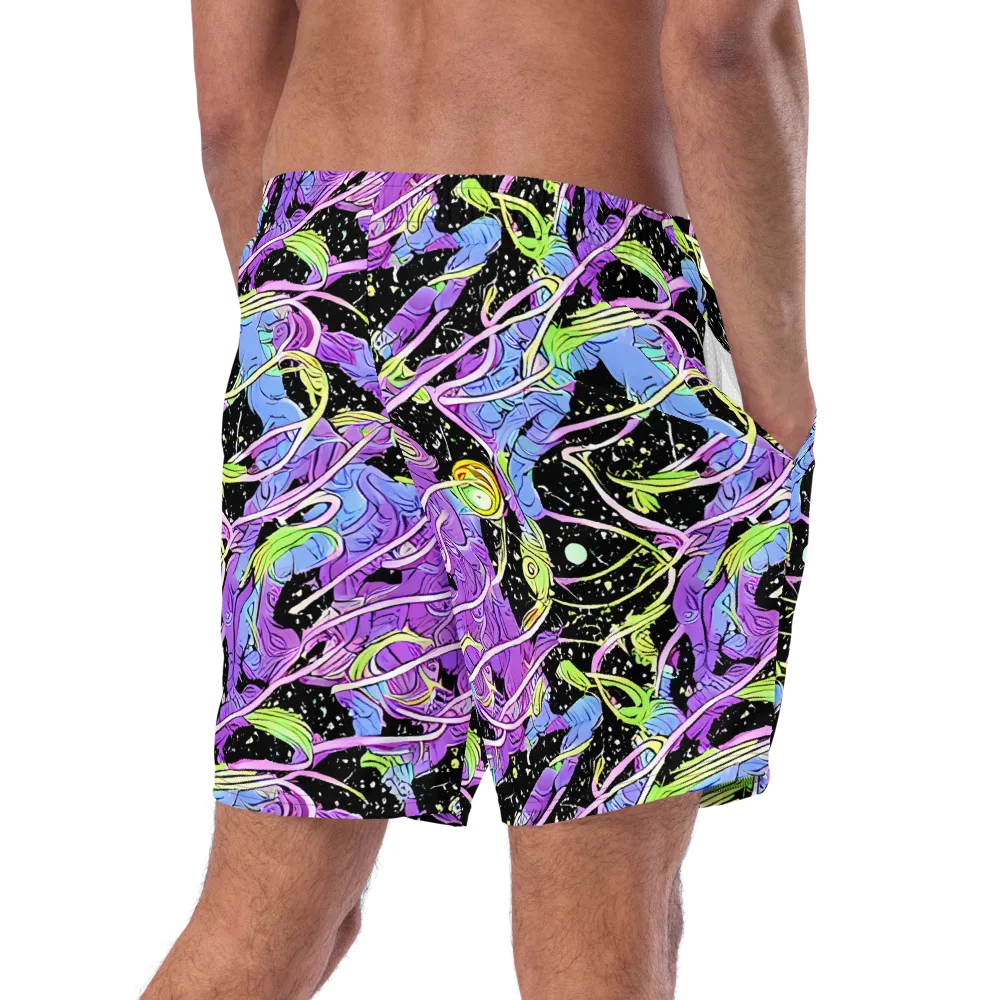Neon Garden Afterdark on Swim Trunks — Right Back