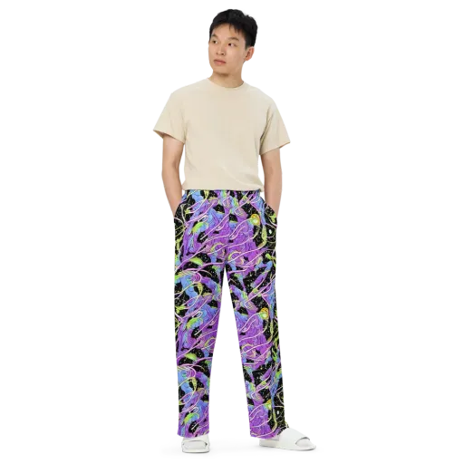 Neon Garden Afterdark on a Wide-Leg Pants