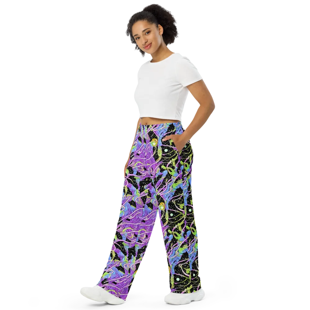 Neon Garden Afterdark on Wide-Leg Pants — Left Front
