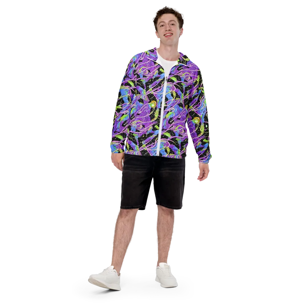 Neon Garden Afterdark on Men's Windbreaker — Front