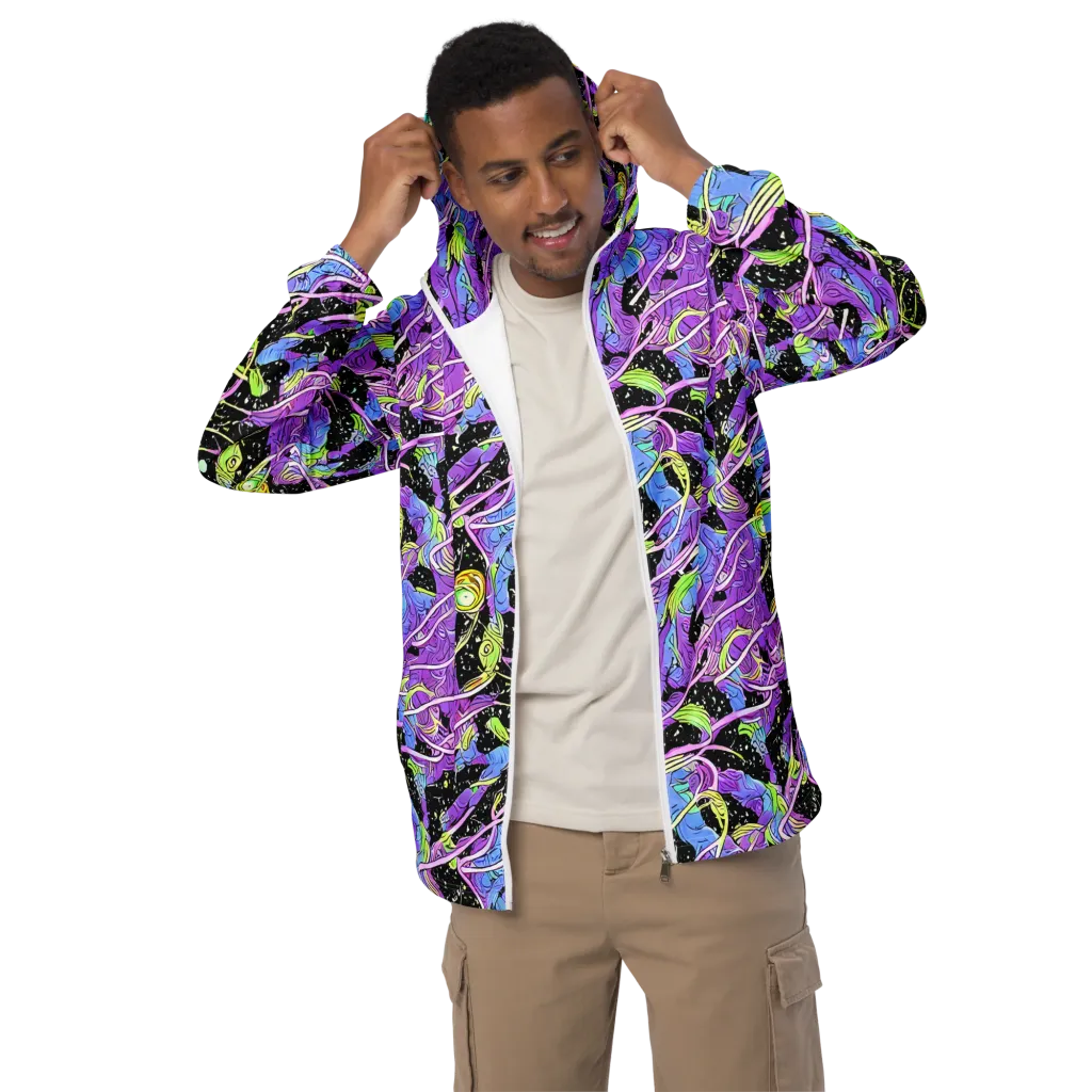 Neon Garden Afterdark on Men's Windbreaker — Front