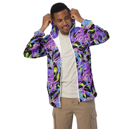 Neon Garden Afterdark on a Men's Windbreaker