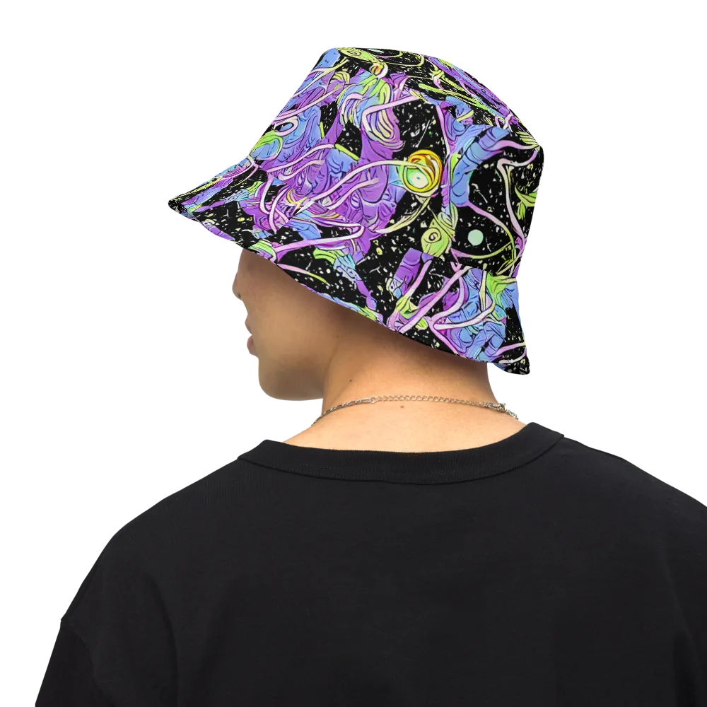 Neon Garden Afterdark on Reversible Bucket Hat — Back Inside