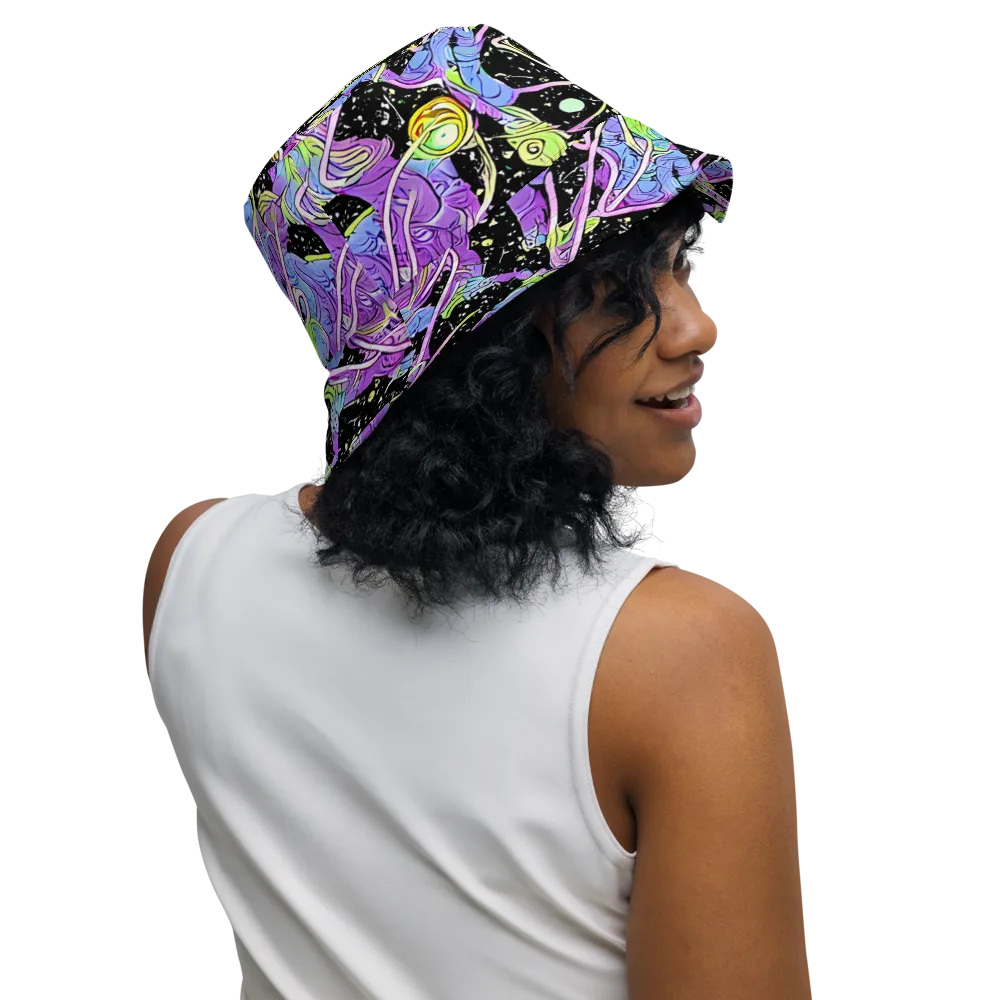 Neon Garden Afterdark on Reversible Bucket Hat — Right Outside