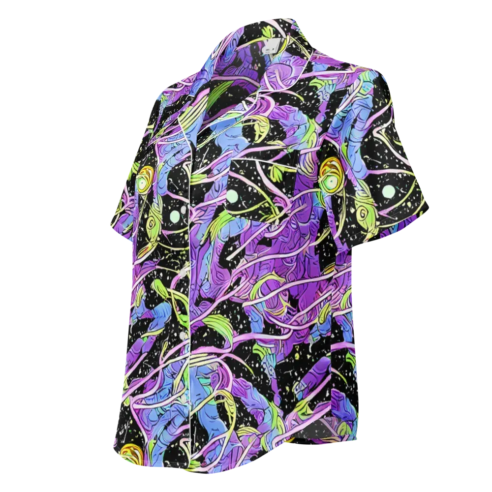 Neon Garden Afterdark on Women's Short Sleeve Pajama Top — Left Front