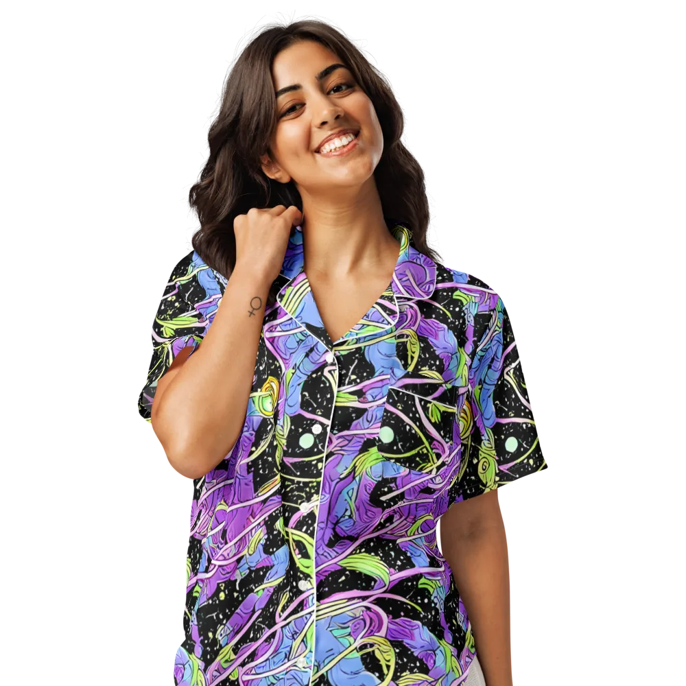 Neon Garden Afterdark on Women's Short Sleeve Pajama Top — Front