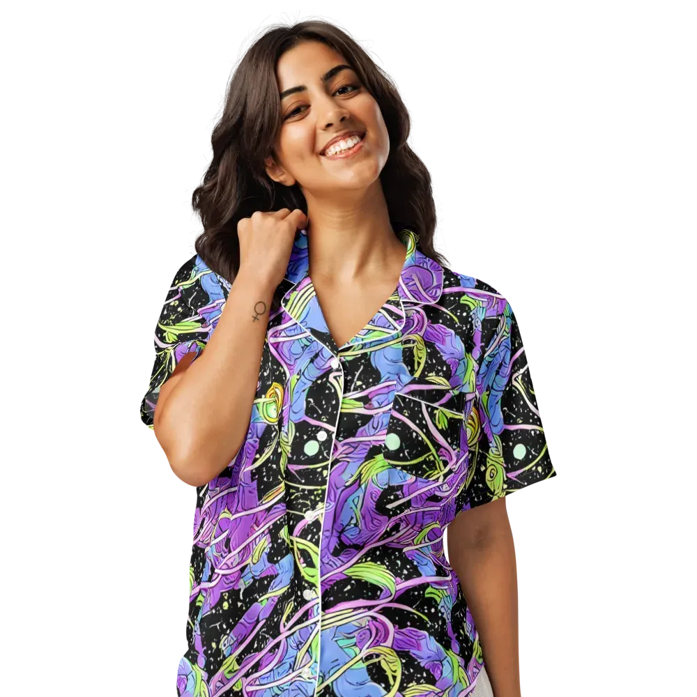 Neon Garden Afterdark on Women's Short Sleeve Pajama Top — Front