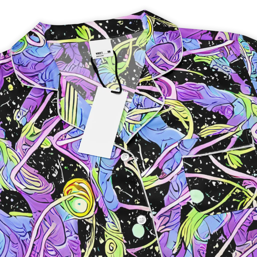 Neon Garden Afterdark on Women's Short Sleeve Pajama Top — Product details
