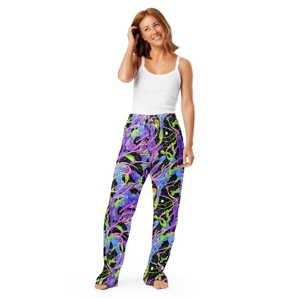 Neon Garden Afterdark on Women's Pajama Pants — Front