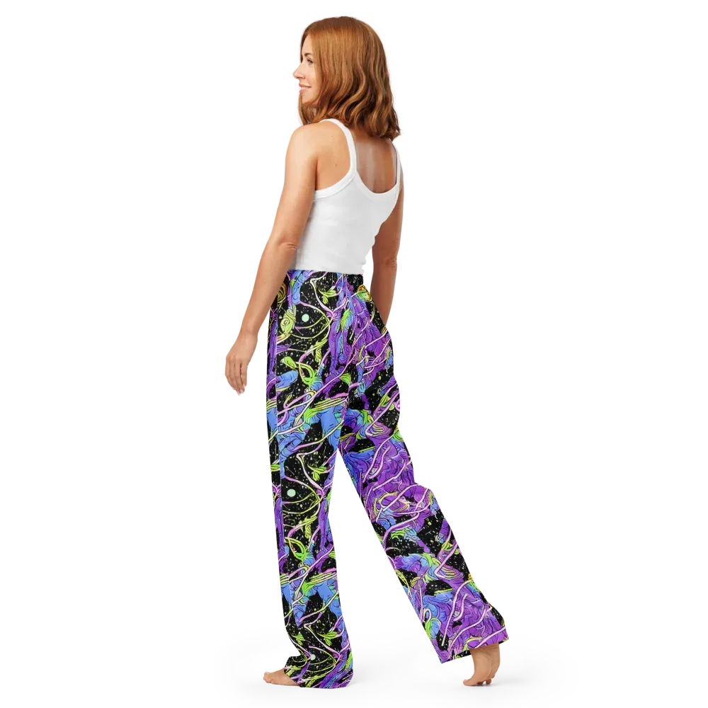 Neon Garden Afterdark on Women's Pajama Pants — Back