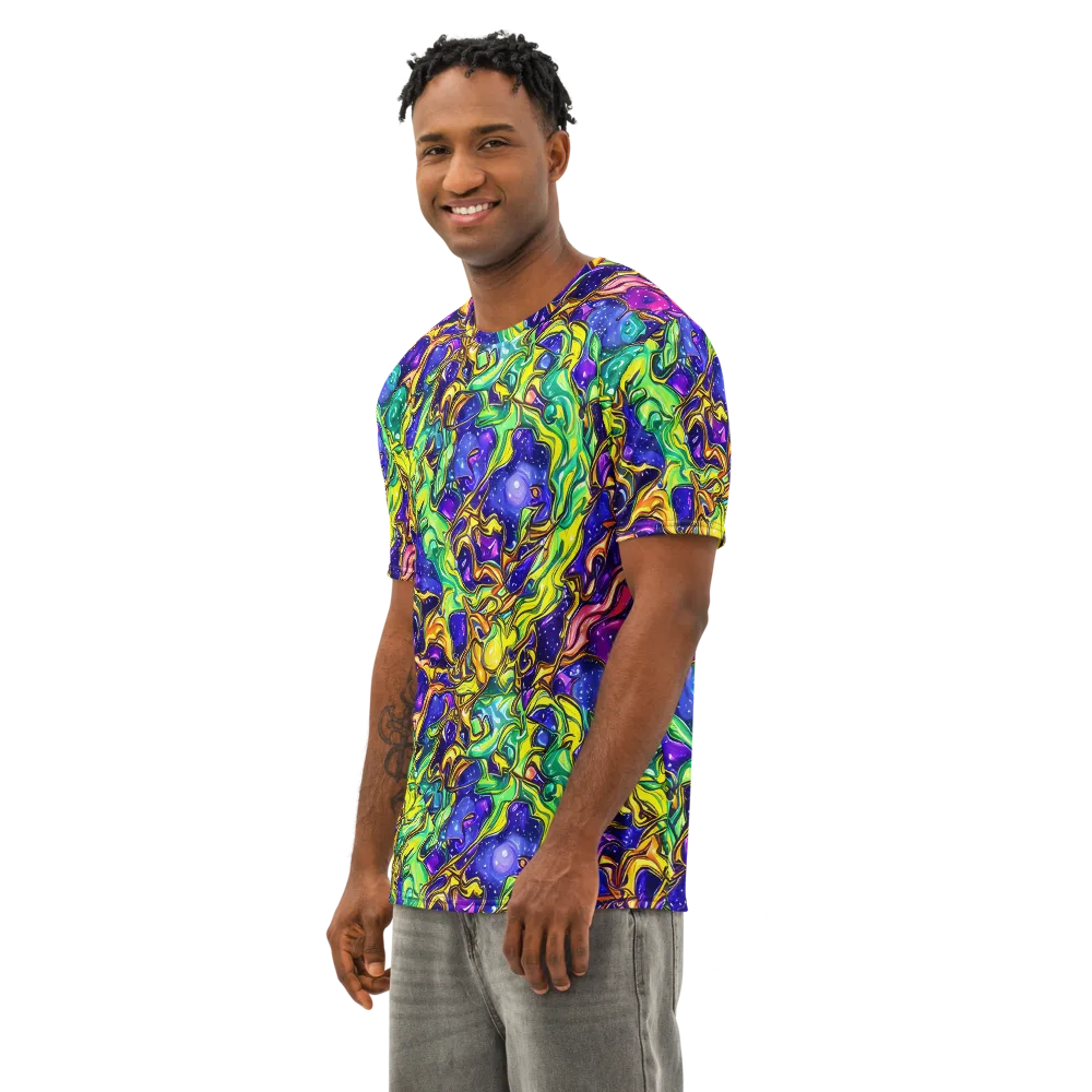 Marigold Stardrift on Men's Cotton Crew Neck T-Shirt — Left Front