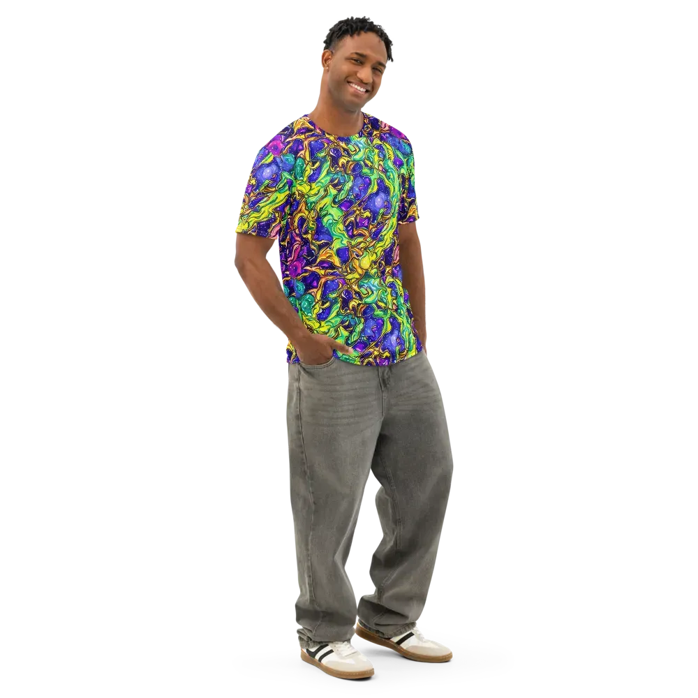 Marigold Stardrift on Men's Cotton Crew Neck T-Shirt — Right Front