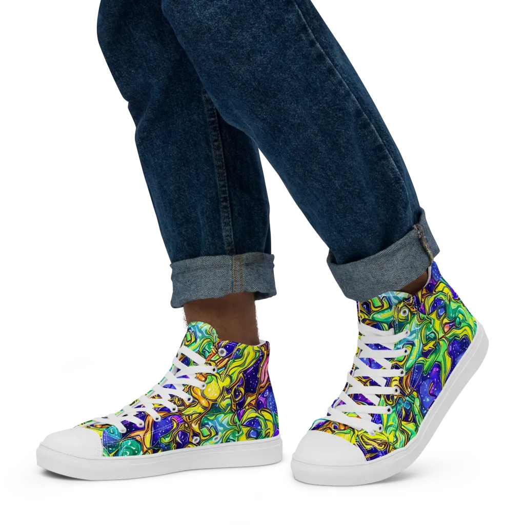 Marigold Stardrift on Men's High Top Canvas Shoes — Left