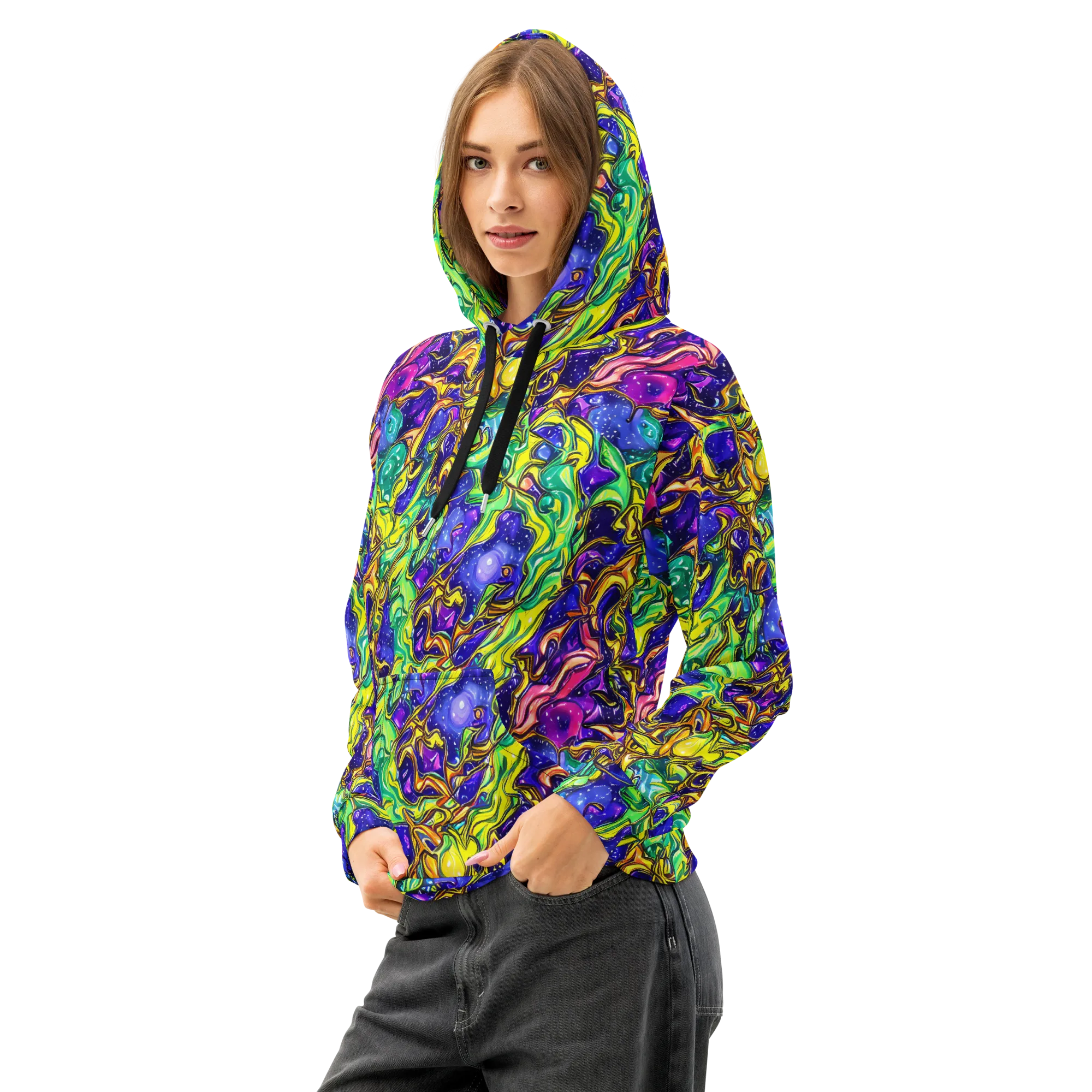 Marigold Stardrift on Cotton Hoodie — Left Front