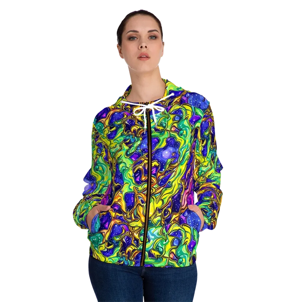 Marigold Stardrift on Women's Full-Zip Hoodie — Front On Person