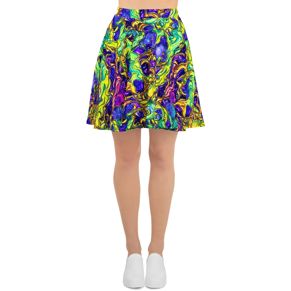 Marigold Stardrift on Skater Skirt — Front