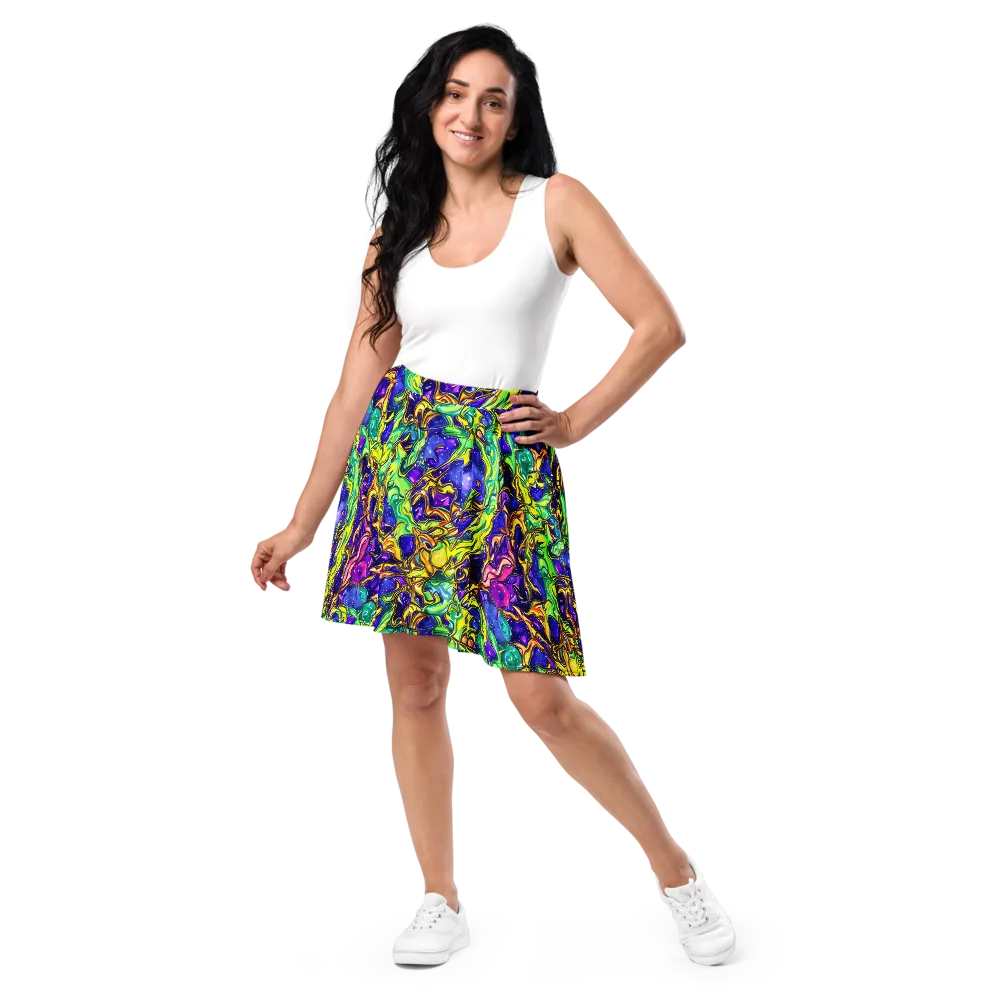Marigold Stardrift on Skater Skirt — Front