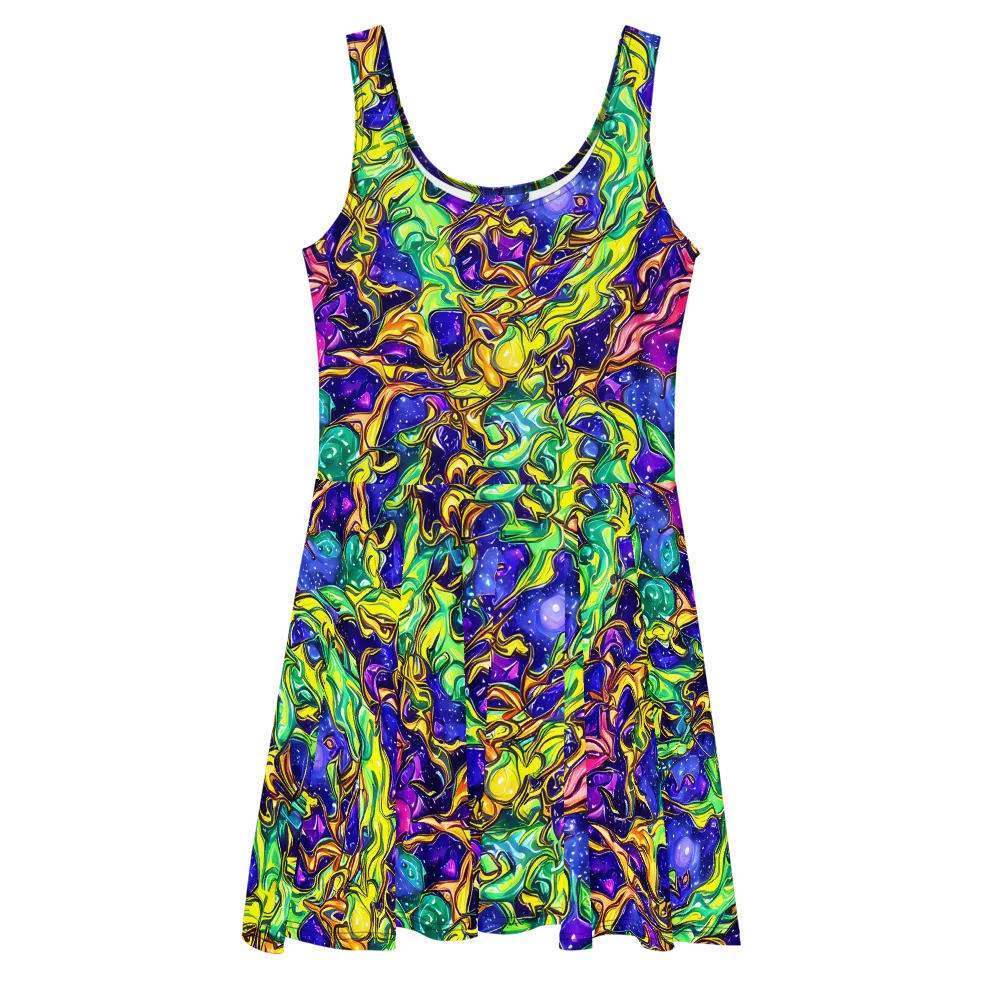 Marigold Stardrift on Skater Dress — Front