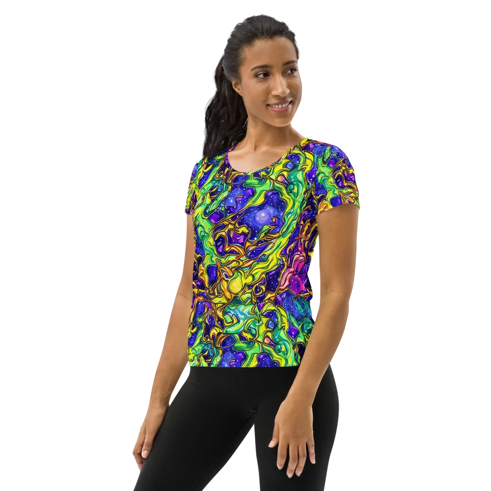 Marigold Stardrift on Women's Athletic T-Shirt — Left