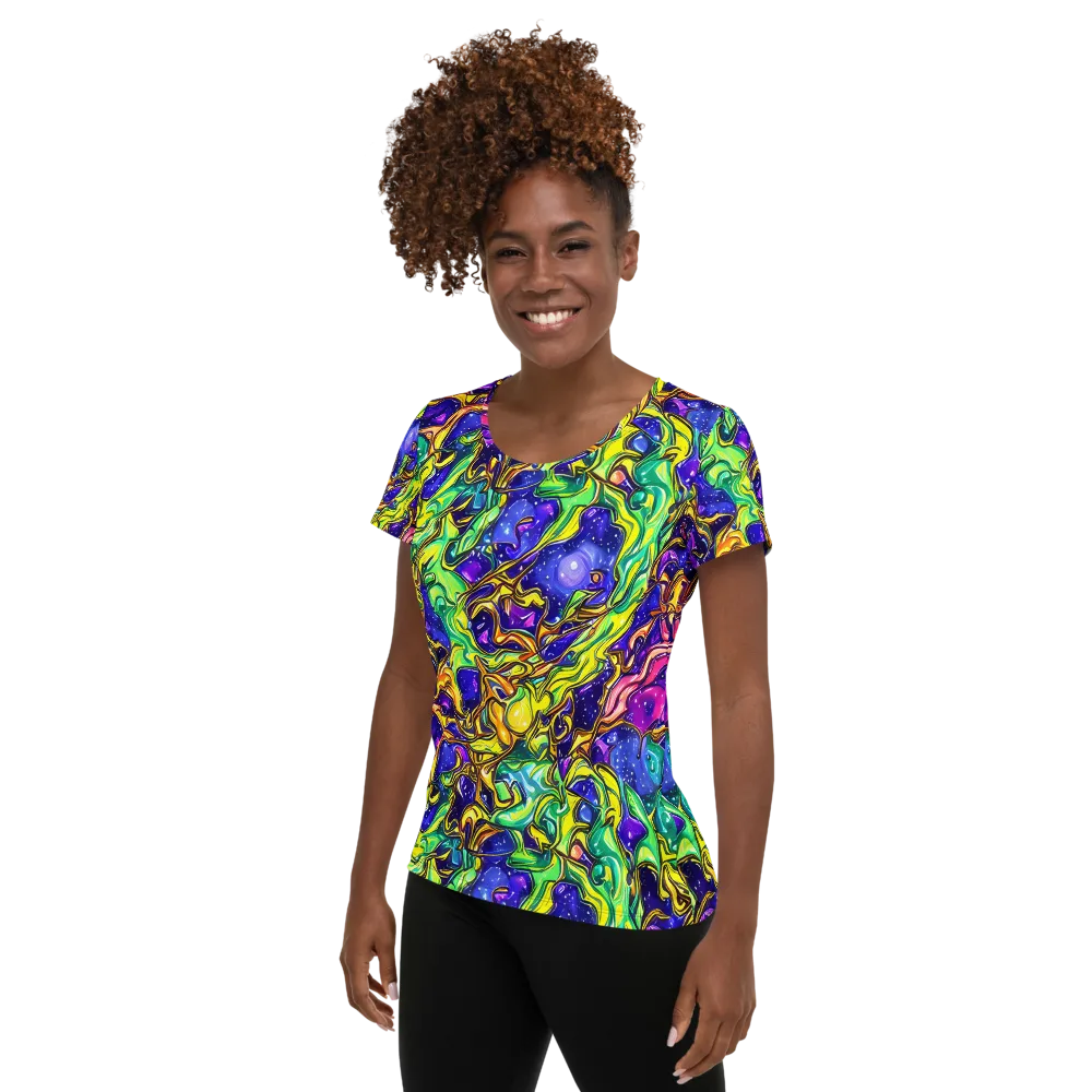 Marigold Stardrift on Women's Athletic T-Shirt — Left
