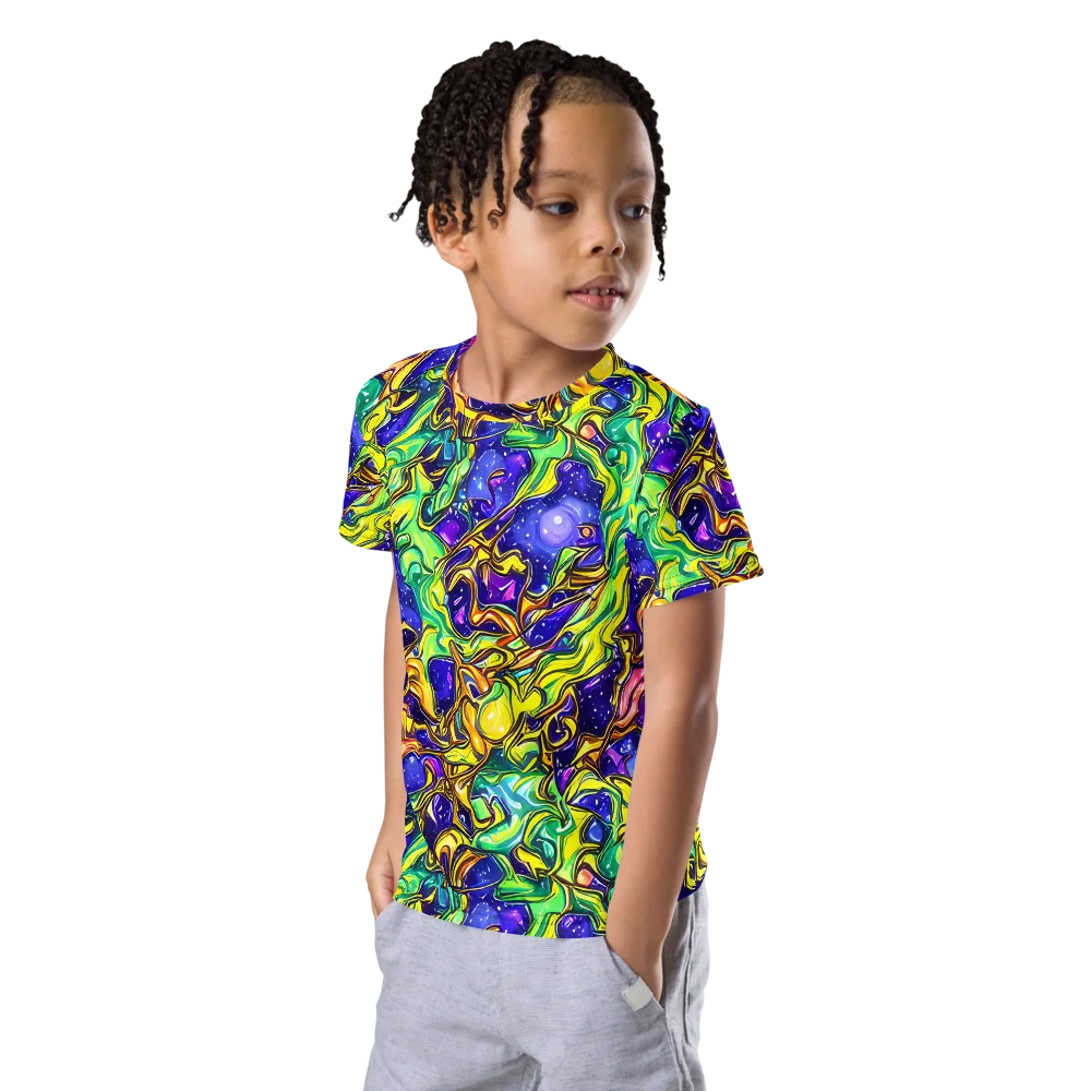 Marigold Stardrift on Kids Crew Neck T-Shirt — Left Front