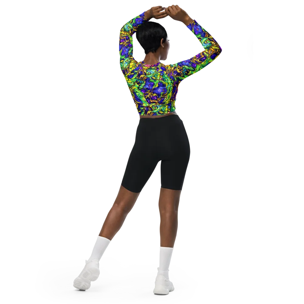 Marigold Stardrift on Long Sleeve Crop Top — Back