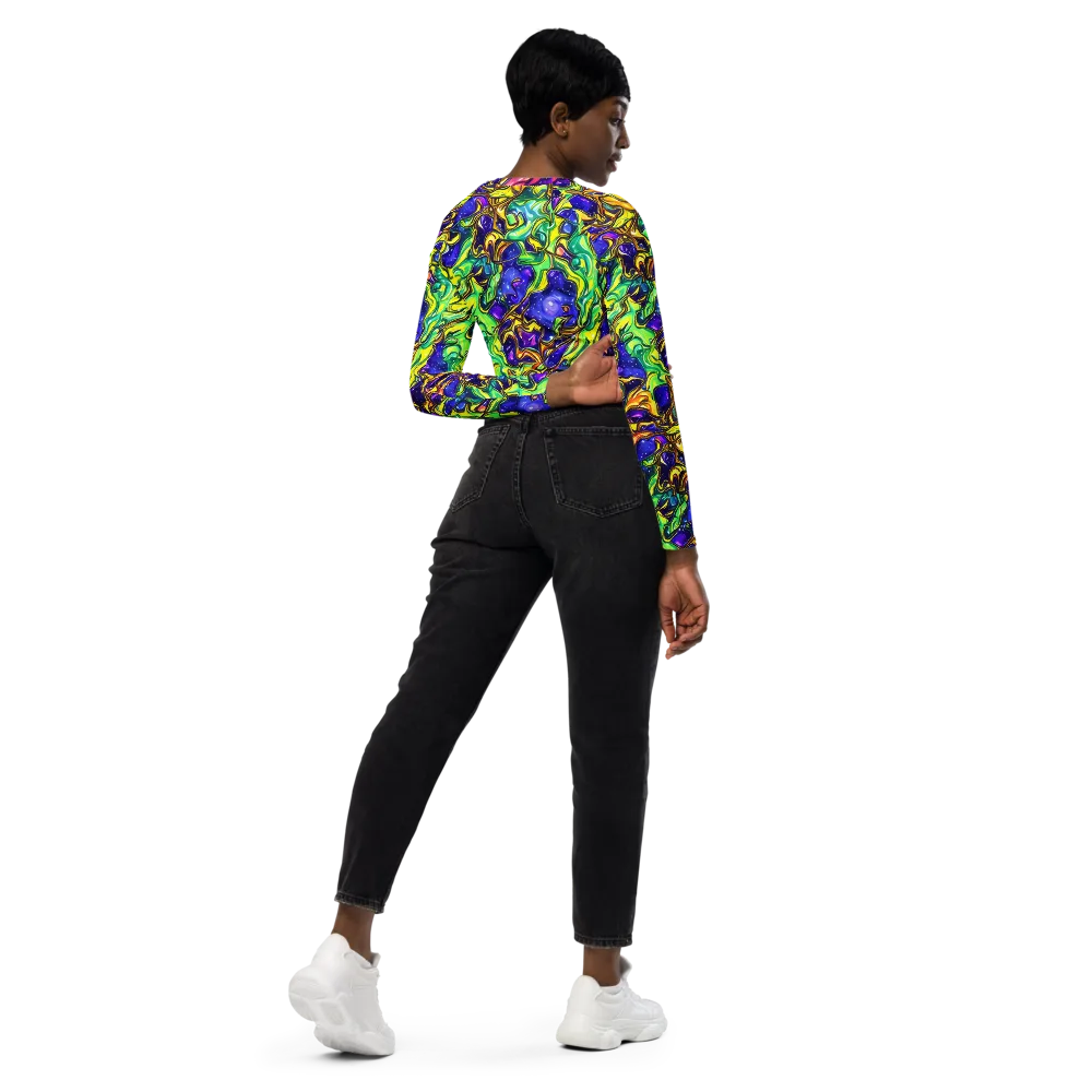 Marigold Stardrift on Long Sleeve Crop Top — Right Back