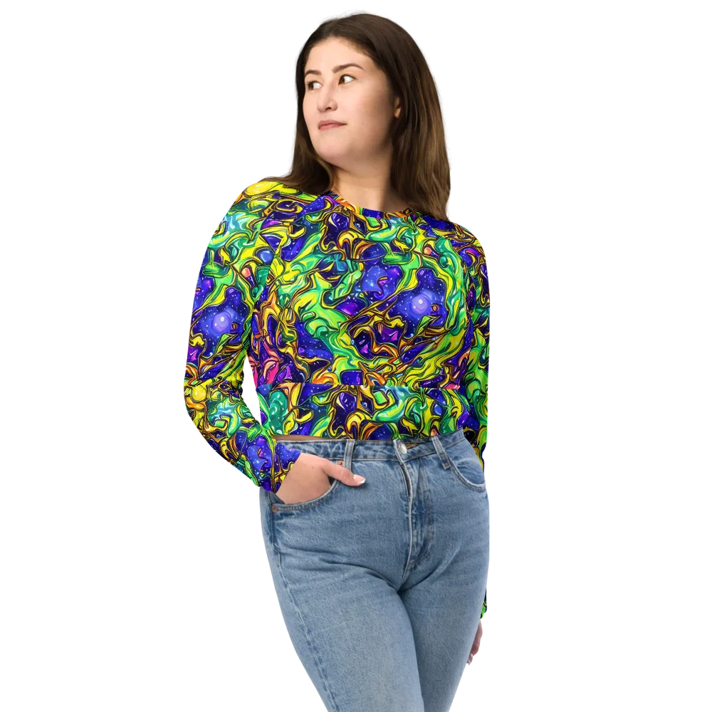 Marigold Stardrift on Long Sleeve Crop Top — Front