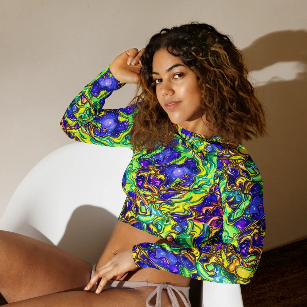 Marigold Stardrift on Long Sleeve Crop Top — Left Front
