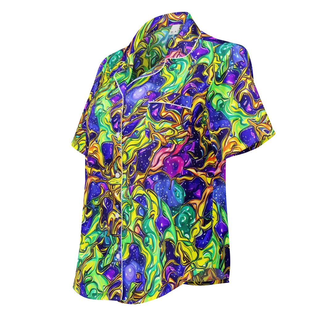 Marigold Stardrift on Women's Short Sleeve Pajama Top — Left Front