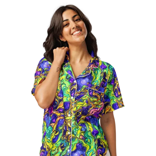 Marigold Stardrift on a Women's Short Sleeve Pajama Top