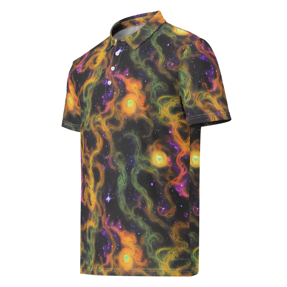 The Starry Crucible on Men's Slim Fit Polo Shirt — Left Front