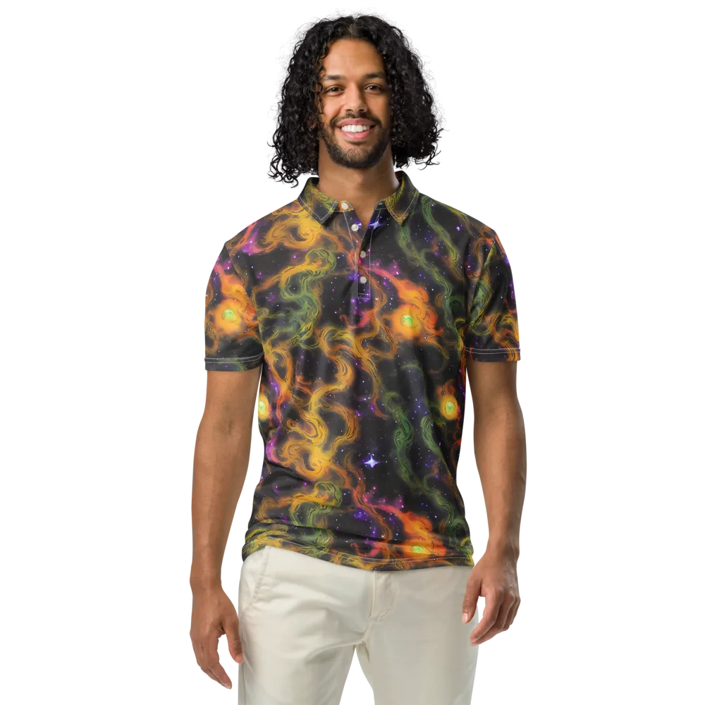 The Starry Crucible on Men's Slim Fit Polo Shirt — Front