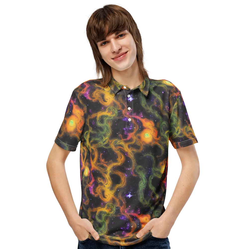 The Starry Crucible on Men's Slim Fit Polo Shirt — Front