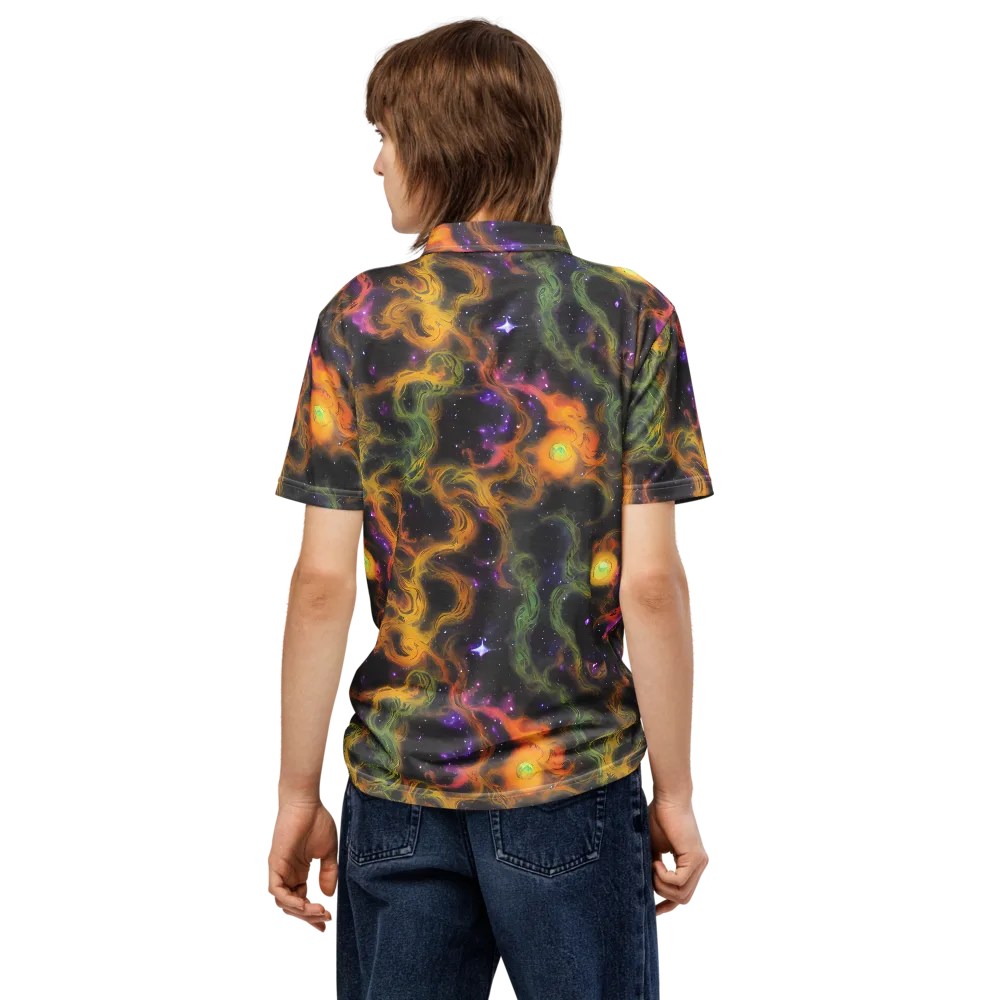 The Starry Crucible on Men's Slim Fit Polo Shirt — Back