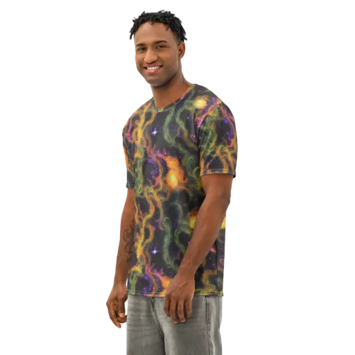 The Starry Crucible on a Men's Cotton Crew Neck T-Shirt