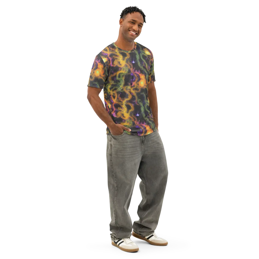 The Starry Crucible on Men's Cotton Crew Neck T-Shirt — Right Front