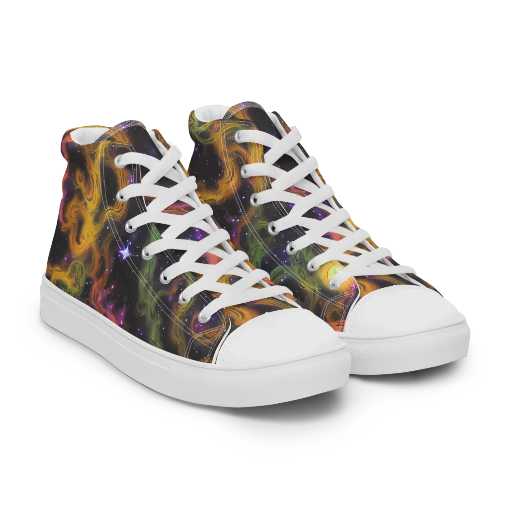 The Starry Crucible on Men's High Top Canvas Shoes — Right Front