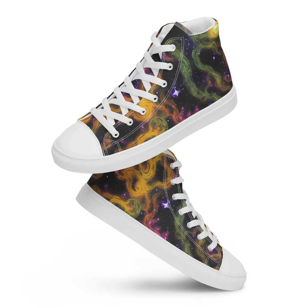 The Starry Crucible on Men's High Top Canvas Shoes — Front