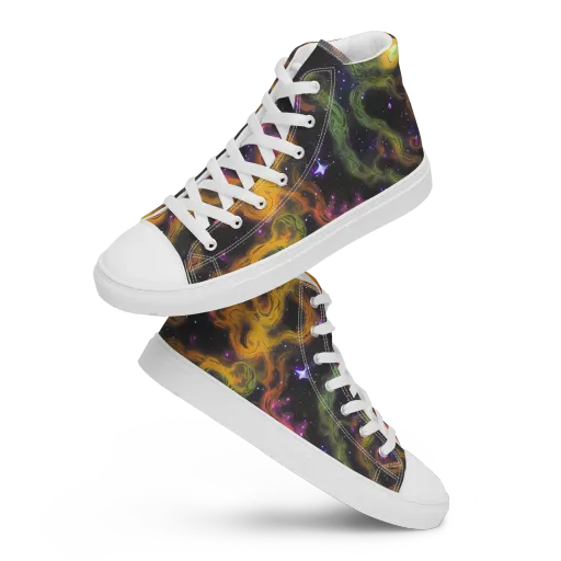 The Starry Crucible on a Men's High Top Canvas Shoes