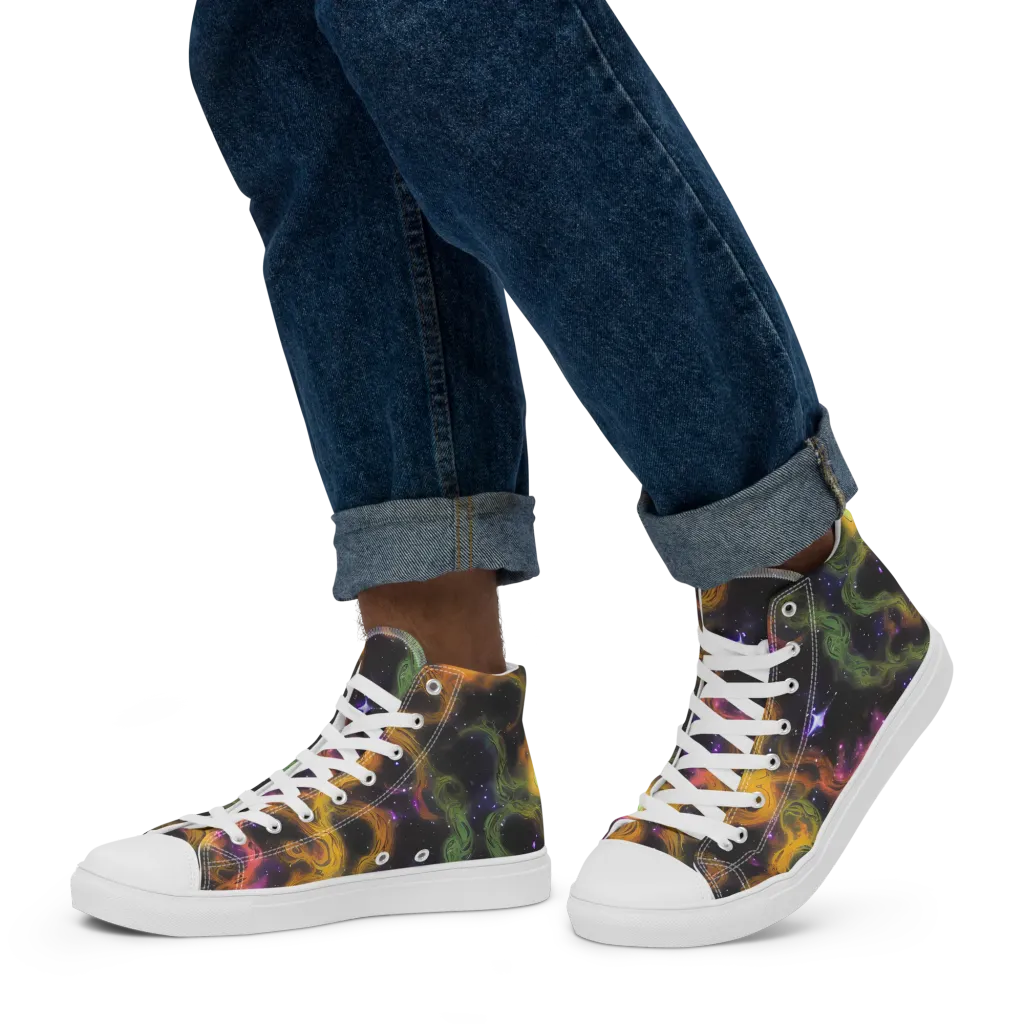 The Starry Crucible on Men's High Top Canvas Shoes — Left